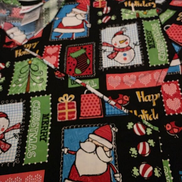 Scrubstar Christmas Holiday Santa‎ Frosty Scrub Top XL XG 100% Cotton - Picture 2 of 12